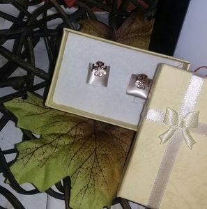 Tory burch vintage earrings gold tone SQUARE GEM
